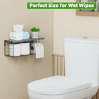 VITVITI Toilet Paper Holder with Shelf, Wall Mounted Toilet Paper Storage Basket, Wood Metal Toilet Roll and Wipes Holder for Bathroom Farmhouse (Gray) - color: Gray