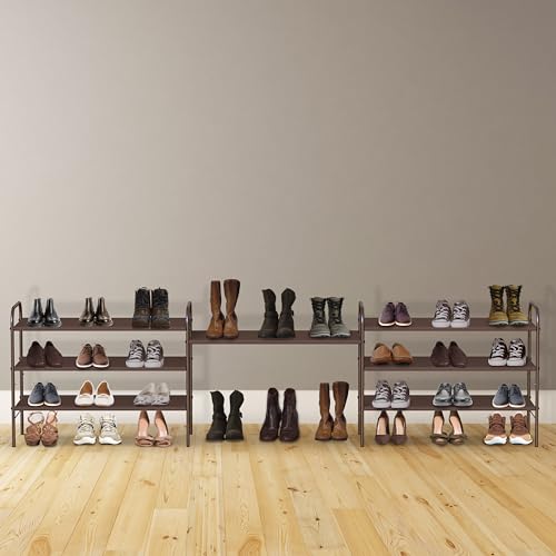 Simple Houseware 3-Tier Shoe Rack Storage Organizer, Bronze – Space-Saving Shoe Shelf, Holds 9–16 Pairs, Sturdy Metal Frame, Easy Assembly – Closet, Entryway, Bedroom Shoe Storage Solution - color: Bronze, size: 3-Tier