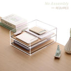 SANRUI Paper Organizer for Desk,Acrylic Stackable Letter Tray, Clear Desk Organizer, Paper Sorter for Office,Home or School,2-Pack - style: A4 Vertical File Trays 2 Tier
