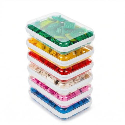 CoiiJoii 6PCS Clear Hard Shell Zipper Case,Portable Cosmetic Bag with Zipper,Kid's Toy Storage Organizer Bins,Hard Plastic Case,Clear Bags for Organizing - size: M-6PCS
