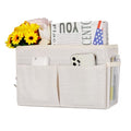 Bedside Caddy Hanging Storage with Water Bottle Holder for Bunk Bed Hospital Bed Dorm Rooms (White) - color: White