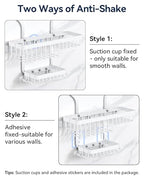 YASONIC Never-Rust Aluminum Hanging Shower Caddy – Over-the-Showerhead Organizer with 10 Hooks for Razor and Sponge – Includes Soap Basket – White - color: White