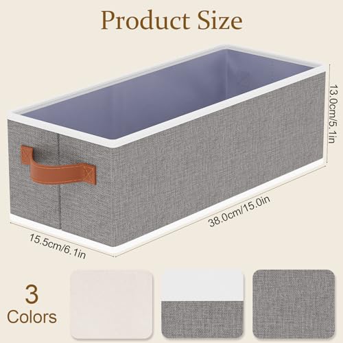 Fabric Storage Baskets, Foldable Clothes Organizer Boxes, 15 x 6 x 5 Inch Storage Cubes with Handles for Laundry Bathroom , Gray, 3-Pack - color: Grey, size: 3-Pack
