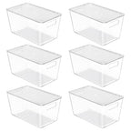 Vtopmart 6 Pack Clear Stackable Storage Bins with Lids, Medium Plastic Containers with Handle for Pantry Organizer and Storage,Perfect for Kitchen,Fridge,Cabinet, Closet,Bathroom Organization - size: M(10"L x 6"W x 5"H)