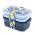 Ello 2-Pack Lunch Stack Plastic Food Storage Container Bento Box with Airtight, Leak-Proof Locking Plastic Lids and Silicone Base, BPA-Free, Freezer, Microwave, and Dishwasher Safe, Blueberry - color: Blueberry