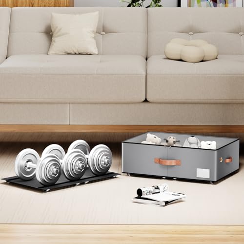 Under bed Storage With Wheels,Large Capacity 10 inches Height Storage Bins,Rolling Under bed Shoe Storage Containers,Under bed Storage Drawers for clothes & blankets - color: grey, size: 10inch height