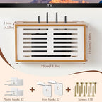 Router Shelf Wall Mount, WiFi Router Box Hider & Modem Storage Box with Cable Holes | Cable Management Organizer for Router, Modem, Power Strip | Light Brown, 13.9"x4.33"x7.68"
