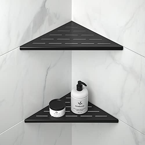 Corner Shower Shelf 10" Matte Black 304 Stainless Steel Slot Design Recessed Corner Shelves, Grout in Bathroom Shower Shelf for Tiled Wall, 2 Pack - color: Matte Black, size: 10"-2 Pack