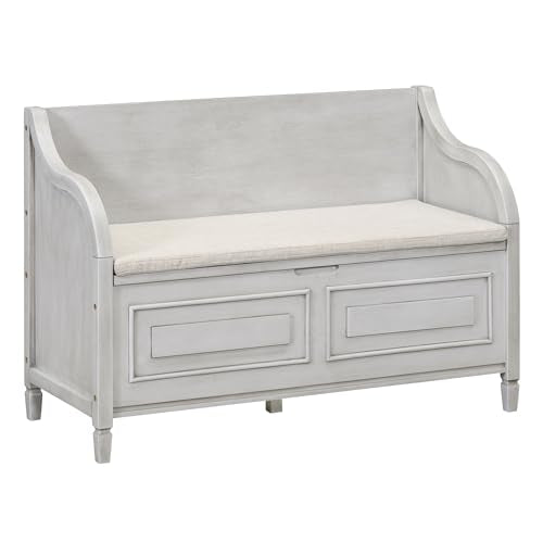 Knocbel Rustic Entry Storage Bench with Hidden Compartments and Removable Cushion, Wooden Entryway Hallway Foyer Shoe Bench Bedroom End of Bed Bench, 250lbs Weight Capacity (Gray Wash) - color: Gray Wash