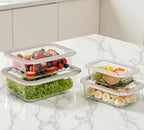 Glass Food Containers with Glass Lid, Microwave Safe Food Storage Container Set, 4 Pack, Airtight Storage Set with Leak Proof Lids, Meal Prep Containers - color: Grey-J4R