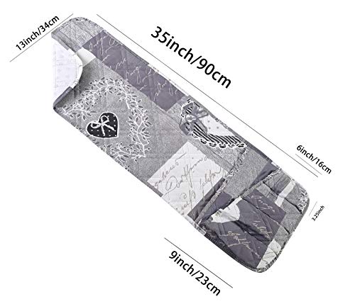 Brilliant Sunshine Grey Heart Love Patchwork Couch Armrest 5 Pockets Organizer, Slip Resistant Armchair Caddy, Washable Remote Controls Holder, Storage for Magazine, Tablet, Phone, 35×13", Grey White - color: Grey White