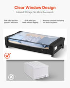 VEVOR Under Bed Storage with Wheels, 30.3 x 18.5 x 6.8 inch, Underbed Containers with Clear Lid, Underbed Shoe Organizer, Rolling Under the Bed Storage Bins for Clothes Shoes Blankets Bedroom, 2 Pack - style: C