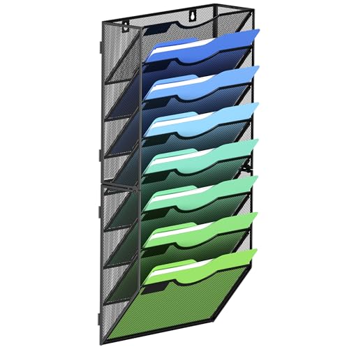 Kuntine.B Wall File Organizer Office Hanging Magazine Holder Wall File Organizer for Office Home (Black, 8 Tier) - color: Black, size: 8 Tier & No Hangers