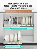 pots and pans organizer under cabinet,pot lid organizers inside cabinet holders for kitchen,Horizontal and vertical pulling modes,Can be extended and adjusted (Black horizontal pull-out) - size: Black horizontal pull-out