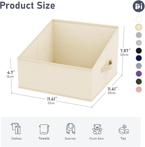 DIMJ Closet Storage Bins - Fabric Storage Baskets for Shelves, Collapsible Closet Organizers and Storage with Handles, Trapezoid Shelf Organization Storage Cubes for Purse, Toys, Books, Towel, Socks - color: Beige, size: 10 Bins 11.4"x11.4"x7.8"