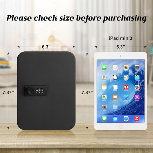 KYODOLED 20 Key Storage Lock Box with Code, Key Cabinet Organizer Wall Mount with Combination Lock, Hooks & Labels for Home, Office & Rental Properties, 7.87 x 6.3 x 3.14 in, Black - color: Black With Combination Lock
