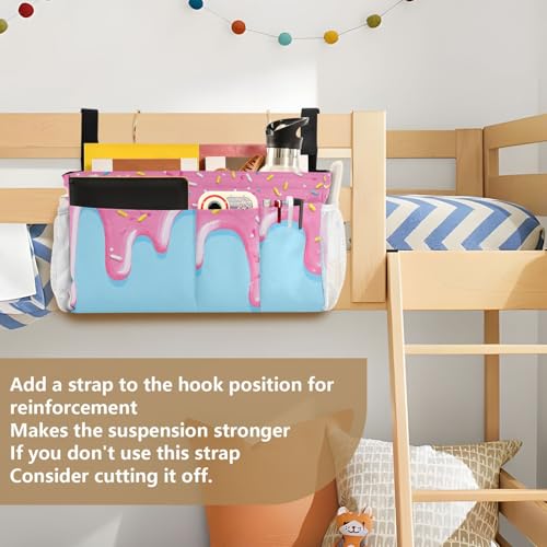 Bedside Caddy Hanging Bunk Bed Caddy Bed Organizer Hanging Pocket with 2 Hooks Bedside Storage Organizer Pocket Bag Holder Cartoon Dripping Frosting - color: Cartoon Dripping Frosting
