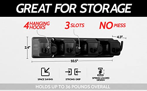 Zulay Home Mop and Broom Organizer Wall Mount - Easy to Install Mop and Broom Holder Wall Mount for Storing Cleaning Supplies - Organizer Utility Racks Mop Holder and Broom Hanger (3 Slots, Black) - color: Black, size: 3-Slot