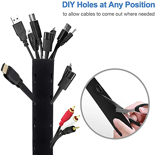 JOTO 4 Pack Cable Management Sleeve, 19-20 Inches Cord Organizer System with Zipper for TV Computer Office Home Entertainment, Flexible Cable Sleeve Wrap Cover Wire Hider System -Black - color: Black, size: 4 Pack, 20 Inch