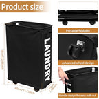 23inch Slim Laundry Basket 44L Rolling Laundry Hamper on Wheels -Collapsible Clothes Hamper with Handle -Freestanding Laundry Bin Narrow Laundry Bag Yoga Mat Storage Racks
