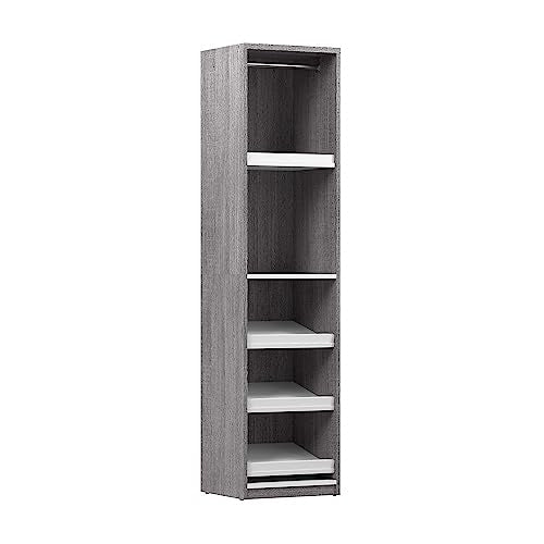 Bestar Cielo Closet Organizer, 20-inch Bark Gray and White Wardrobe for Bedroom, Mudroom, Entryway, or Kitchen Pantry - color: Bark Grey and White