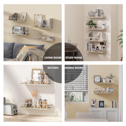 Amaoot Floating Shelves Set of 3, Home Wood Wall Shelf, Farmhouse Shelf for Bedroom, Wall Mounted Floating Shelf for Living Room, Bedroom, Bathroom, Kitchen, Office (Gray-4pcs) - color: Gray-4pcs