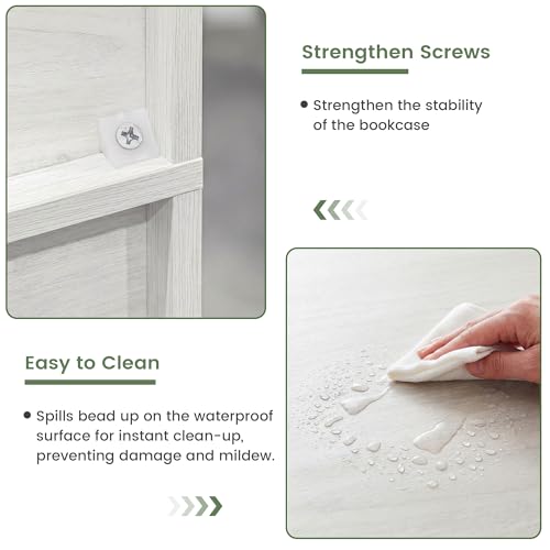 12 Cube Storage Organizer, White Bookshelf with 2 Fabric Drawers, Bookcase with Open Shelf, Set of 2 Cuby Organizers for Bedroom Living Room Office, Freestanding Storage Shelf, Book Case - color: Washed White, size: 12 Cube (2PC)