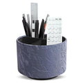 Hennaja Round Leather Art Supply Organizer,Remote Control Holder,360 Degree Spinning,Multi-Functional Pencil Holder,4 Compartments Desktop Stationary Organizer(1-Hill Blue) - color: 1-Hill Blue