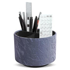 Hennaja Round Leather Art Supply Organizer,Remote Control Holder,360 Degree Spinning,Multi-Functional Pencil Holder,4 Compartments Desktop Stationary Organizer(1-Hill Blue) - color: 1-Hill Blue