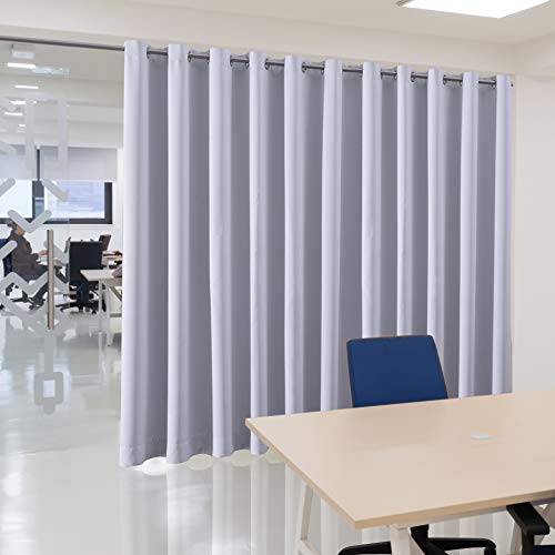 2-in-1 Room Darkening Curtain & Room Divider - Extra Wide & Heavy-Duty Partition Curtain for Bedroom/Office/Loft - Cheaper Than Building Walls! 12.5ft W x 8ft L, White, 1 Panel - color: Greyish White, size: 150"W x 96"L (Pack of 1)