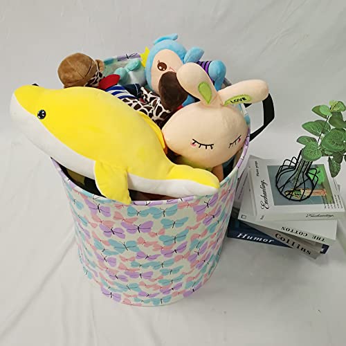 MAIZMZ Storage Bins Toys Box Kids Baby Hamper Waterproof Laundry Basket Canvas Collapsible Gift Organizer Bin for Home/Dorm/Kitchen/Pet/Office/Closet/Shelf/Gift Baskets(Butterfly) - color: butterfly