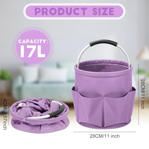 Cleaning Caddy for Cleaning Supplies,17L Cleaning Supply Caddy with Handle Foldable Cleaning Supplies Organizer Bucket Cleaning Products Organizers for Home, Garden (Purple) - color: Purple