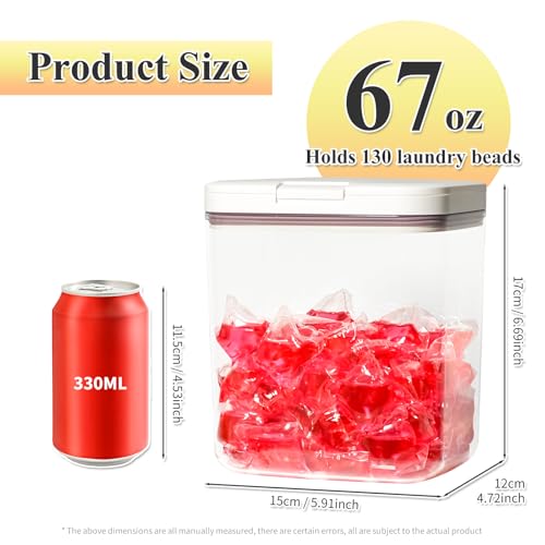 Gute Laundry Pod Holder with Lid - 67oz Sealed Automatic Pop-Up Dispenser, Laundry & Dishwasher Pods for Laundry Room Organization-2L - color: 2L