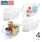 iDesign Plastic Lazy Susan Cabinet Storage Bin, 1/4 Wedge Container for Kitchen, Pantry, Counter, BPA-Free, 12.5 in x 6.75in x 4in Set of 4, Clear