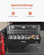 VEVOR Truck Bed Storage Box, Compatible with Dodge Ram 1500 2019-2021 L, Waterproof ABS Wheel Well Tool Box with Lockable Lid and Password Padlock, 6.6 Gal/25 L Truck Bed Toolbox, Driver Side, Black - size: Driver Side, style: Dodge Ram
