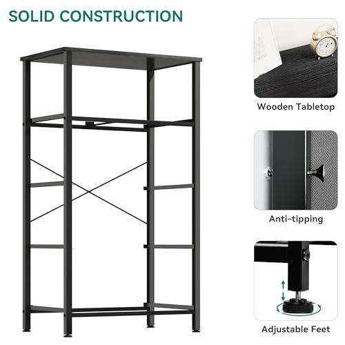 YITAHOME Fabric Dresser with 5 Drawers - Storage Tower with Large Capacity, Organizer Unit for Bedroom, Living Room & Closets - Sturdy Steel Frame, Wooden Top & Easy Pull Fabric Bins - color: Black Wood Grain, style: 5-Drawer