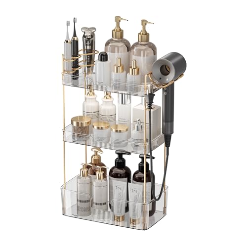 YCIA&DONE Luxury Bathroom Counter Organizer, Large Makeup Organizer Countertop, Shelf Organizer, Vanity Tray, Easily Assemble for Bathroom Organizers and Storage, Undersink, Cabinet, 3 Tiers Clear - color: Clear, size: 3 tiers
