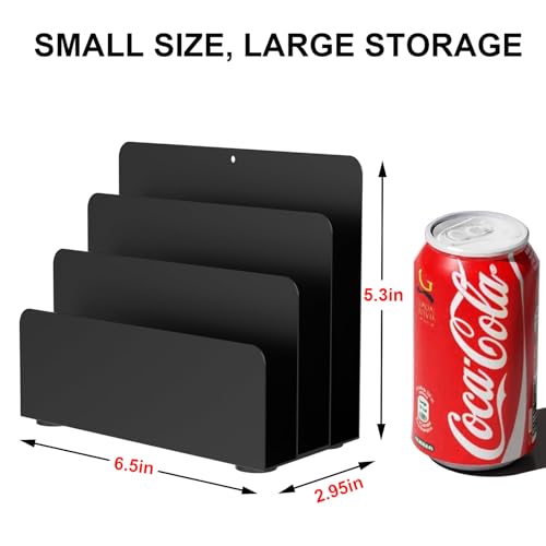 Mail Organizer Countertop, Small Desk File Organizer, Metal File Holder - Essential Workspace Organizers for Office Desk, Home Office (Black) - color: Black