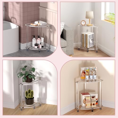 Acrylic Corner Shower Stool, Clear Shower Bench for Inside Shower, Non-Slip Waterproof Shower Stool Towel Storage