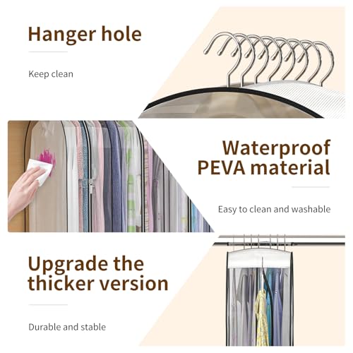 Upgraded Thickened Clear Garment Bags for Hanging Clothes 4 Packs (40 & 50 inch), 10“ Gusseted Clothes Hanging Storage Bags for Closet, Shirts, Coats, Dresses - color: Full Clear, size: 40+50 inch