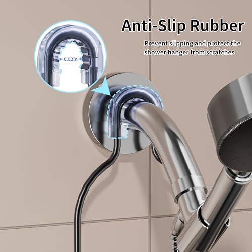 DAOYA Shower Caddy Hanging - Shower Caddy for Handheld Shower Heads with Soap holder, Toothbrush Holder & Suction Hook, Universal 0.82-inch Fit with Non-Slip Rubber Pad, Black - color: Black