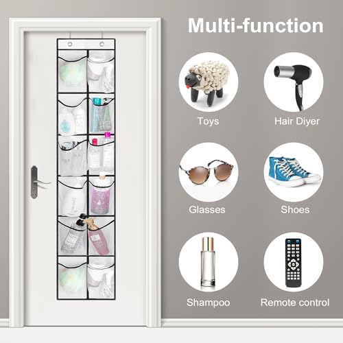GOMAJI 12 Large Pockets Over Door Hanging Shoe Organizer, White - color: White