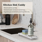 Kitchen Sink Caddy Water Absorbing Stone Tray For Sink, Diatomite Bathroom Countertop Tray Organizer, Faucet Stone Drying Mat Coaster Soap Dish Sponge Dispenser Holder (Marble) - color: Marble