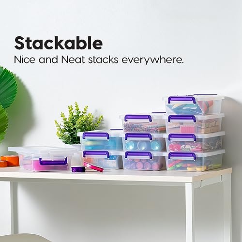IRIS USA 3 Qt. Plastic Craft Storage Container Bins with Lids, 10 Pack, Small Art & Office Supply Organizer Tote, Sensory Bins & Boxes for Home & University, Stackable, Secure Latch Buckles, Clear - size: 3 Qt. - 10 Pack, style: STACK