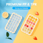 PHINOX Ice Cube Tray with Lid and Bin, 3 Pack Plastic Ice Cube Tray Molds, 84 pcs Ice Trays for freezer, Chilling Drinks, Whiskey & Cocktails, with Ice Container and Ice Scoop, BPA-Free - color: Yellow, size: 0.8"-3tier