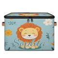 Custom Storage Basket with Name, Personalized Storage Bins with Zipper Lid, Foldable Fabric Storage Box Large capacity with Handle Flower Lion - color: Option 10