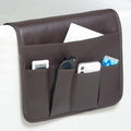 PU Leather Sofa Armrest Organizer, Armchair Magazine Holders, Waterproof Remote Holder for Recliner Couch with 1 Large Pocket, 4 Small Pockets for Magazine, Remote, Phone, Ipad, Books (brown)