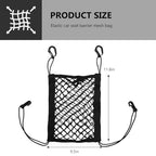 2-Layer Car Mesh Organizer, Seat Back Net Bag Stretchable Barrier of Backseat Pet Kids, Four-Side Elastic Storage Netting Pouch Cargo Tissue Purse Holder Between Front Seats - color: 2-Layer Two-Side