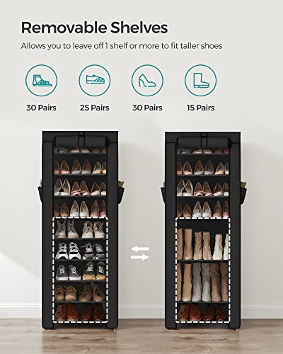 SONGMICS 10-Tier Shoe Rack, Shoe Storage Cabinet with Dustproof Cover, Free-Standing Shoe Storage Organizer for Closet, Entryway, Hold 27-35 Pairs of Shoes, for Sneakers, High Heels, Black URXJ10H - color: Black, size: 10 Tiers (22.8"W)