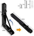 Folding Shelf Brackets - 14 Inch 4 Pcs Heavy Duty Metal Collapsible Shelf Bracket, DIY Wall Mounted Shelf Bracket, Space Saving for Bench - size: 14 Inch- 4 Packs